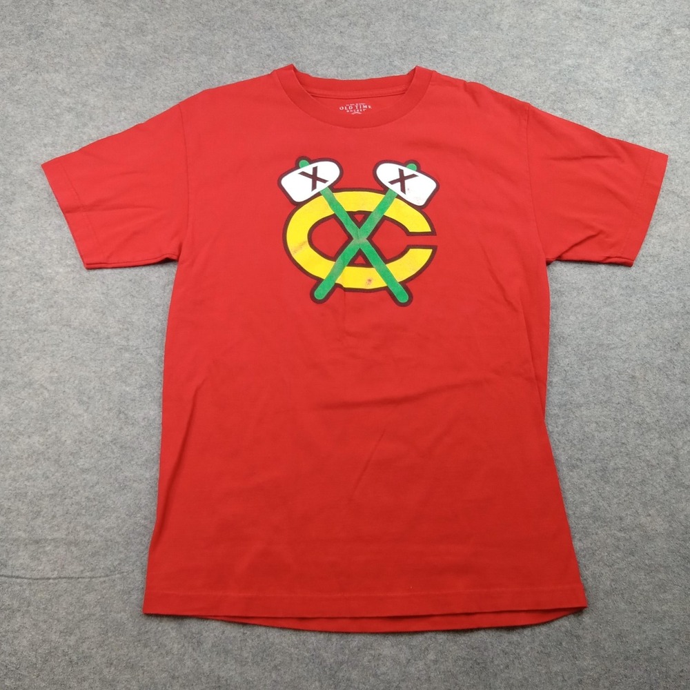 Chicago Blackhawks Shirt Mens Medium Red NHL Hockey Graphic Old Time Hockey‎